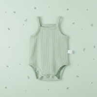 Summer Bodysuit – Luchtig & Comfort – Gebreide Baby Romper Groen / 59 (0–3 maanden) / Gekleurde knop | Educatief Speelgoed