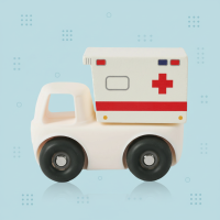 Montessori Silicone Toy Car – Veilig & Bijtvriendelijk – Siliconen Bijt Speelgoed Voertuig Rode Ambulance | Educatief Speelgoed