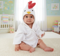 CozyNest – Zacht & Absorberend – Badjas met Dierendesign Witte kip / 90 (2–3 jaar) | Educatief Speelgoed
