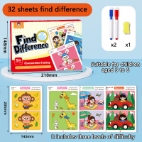 Spot the Difference Game – Concentratie & Leren – Kaartspel Rood   32 vellen (3 6 jaar) | Educatief Speelgoed