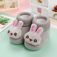 CuddleSteps – Warm en antislip – Dieren Baby Sloffen Grijs / Konijn / 13 (6–9 Maanden) | Educatief Speelgoed