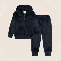 Kids Tales – Warm & Comfortabel – Velvet Trainingspak voor Kinderen Zwart / 80 (9–12 maanden) | Educatief Speelgoed