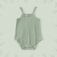Summer Bodysuit – Luchtig & Comfort – Gebreide Baby Romper Groen / 90 (12–18 maanden) / Witte knop | Educatief Speelgoed