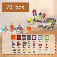 MagnetoTrack – Creatief & Speels – Magnetische tegels Autoset Kleurrijk dorp (XL)   70 stuks | Educatief Speelgoed