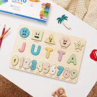 Woods™   Geef een blijvende herinnering!   Gepersonaliseerde puzzel Vormen & Cijfers   Pastel | Educatief Speelgoed