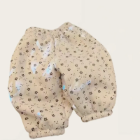 MiniTrousers – Warm & Zacht – Kinder Corduroy Broek met Fleecevoering Wit Bloemmotief / 130 (6–7 jaar) | Educatief Speelgoed