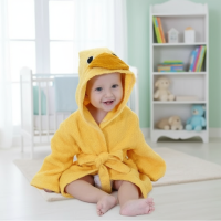 CozyNest – Zacht & Absorberend – Badjas met Dierendesign Gele eend / 70 (0–18 maanden) | Educatief Speelgoed
