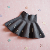Girls Knitted Skirt – Comfort & Stijl – Kinder Rok Grijs / Parelstreep / 110 (2–3 jaar) | Educatief Speelgoed