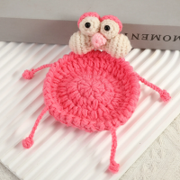 FunnyCritter – Grappig & Uniek – Gehaakte Dieren Onderlegger Roze vogel | Educatief Speelgoed
