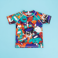 SunnyGuard – Zomers & Beschermend – Anti UV Kinder Zwemshirt met Korte Mouwen 150 (10–11 jaar) / Graffiti | Educatief Speelgoed
