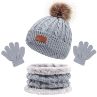 CozyPom – Warm & Zacht   Winterset met Muts, Sjaal en Handschoenen Grijs | Educatief Speelgoed