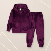 Kids Tales – Warm & Comfortabel – Velvet Trainingspak voor Kinderen paars / 80 (9–12 maanden) | Educatief Speelgoed