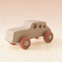 Montessori Silicone Toy Car – Veilig & Bijtvriendelijk – Siliconen Bijt Speelgoed Voertuig Beige Auto | Educatief Speelgoed