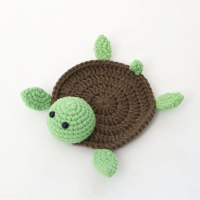 FunnyCritter – Grappig & Uniek – Gehaakte Dieren Onderlegger Bruin Schildpad | Educatief Speelgoed