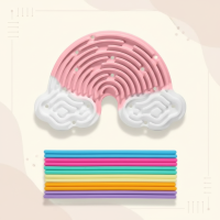 FidgetFrost – Speels & Zacht – Siliconen Busy Board Roze wolk | Educatief Speelgoed