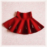 Girls Knitted Skirt – Comfort & Stijl – Kinder Rok Wijnrood / Parelstreep / 110 (2–3 jaar) | Educatief Speelgoed