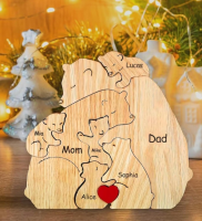 Family Puzzle™ – Gepersonaliseerd Moederdag Cadeau met Berenfamilie 2 Grote Beren + 5 kinderen | Educatief Speelgoed