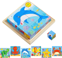CubePuzzle – Leuk & Educatief – 3D Houten Blokken Puzzel Ocean | Educatief Speelgoed