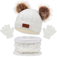 CozyPom – Warm & Zacht   Winterset met Muts, Sjaal en Handschoenen Wit | Educatief Speelgoed
