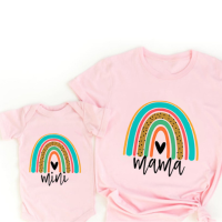 Mini Fashion™   Mama & Dochter   Matchende Shirt & Romper Roze   Gekleurde Regenboog / Vrouwen   L | Educatief Speelgoed