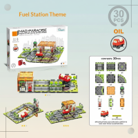 Magnetic Road Blocks – Creatief & Leerzaam – Magnetische Wegen Bouwset Tankstation (30 onderdelen) | Educatief Speelgoed