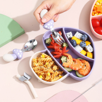 MiniMeal – Veilig & Antislip – Siliconen Peuterbord Set met Bestek ?Paddestoelen (set van 5) | Educatief Speelgoed
