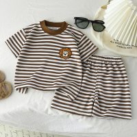 Kids Stripe Outfit – Trendy & Comfort – Zomer Kinder Outfit Bruin / 120 (2–3 jaar) | Educatief Speelgoed