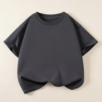 SimpleWear – Casual & Zacht – Relax Fit T shirt met Ronde Hals Donkergrijs / 130 (7–8 jaar) | Educatief Speelgoed