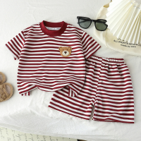 Kids Stripe Outfit – Trendy & Comfort – Zomer Kinder Outfit Rood / 120 (2–3 jaar) | Educatief Speelgoed