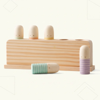 Color Spring– Spelend & Ontwikkelend – Sensorisch Houten Babyspeelgoed Pastel Houten Vingers | Educatief Speelgoed