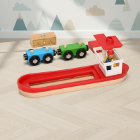 Woods – Stijlvol & Educatief – Houten Openbaar Vervoer Speelset Schip (met twee sleden) | Educatief Speelgoed