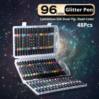 ArtShine – Kleurijk & Sprankelend – Dubbelzijdige Glitter & Lichtgevende Stiften Set Lichtgevend   96 Kleuren | Educatief Speelgoed