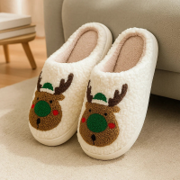 Noordlicht – Warm & Feestelijk – Pluche Kerstpantoffels met motief Groen Hert / 38 39 | Educatief Speelgoed
