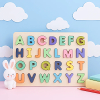 AlphaBlocks – Houten & Educatief – 3D letterpuzzel Hoofdletters (Pastel) | Educatief Speelgoed