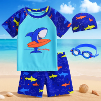 AquaFun – Ademend & Veilig – Kinder Zwemset met UPF bescherming Zwemshirt & Broek + Badmuts & Duikbril / 110 (4–5 jaar) / Haai | Educatief Speelgoed