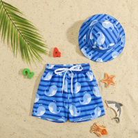 Beach Set – Kleurrijk & stijlvol – Zwembroek met print & Hoed Blije Walvis / 120 (2–3 jaar) | Educatief Speelgoed