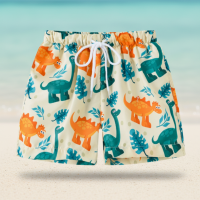 Beach Shorts – Lichtgewicht & speels – Tropisch Kinder Zwembroek Dino Ontdekker / 140 (7–8 jaar) | Educatief Speelgoed