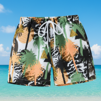 Beach Shorts – Lichtgewicht & speels – Tropisch Kinder Zwembroek Palmuitje / 120 (5–6 jaar) | Educatief Speelgoed