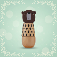 WoodyFriends – Motoriek & Plezier – Houten Dier Stapelspeelgoed Beer | Educatief Speelgoed