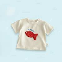 LittlePatch – Cartoon & Leuk  – Kinder T shirt met Cartoon Patches Beige / 110 (2–3 jaar) | Educatief Speelgoed