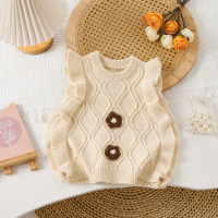 LittlePetal – Lief & Comfortabel – Mouwloos Meisjes Vestje met Bloemen Beige / 90 (2–3 jaar) | Educatief Speelgoed