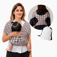 SoftNest   Comfortabel, Ademend & Veilig   Ergonomische Baby Draagdoek Beige Geruit | Educatief Speelgoed
