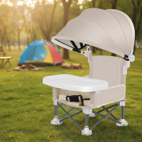 Toddler Camping Chair™   Comfortabel kamperen voor kinderen   Kampeerstoel Beige met zonneklep | Educatief Speelgoed
