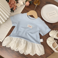Polo Premium – Zacht & Schattig – T shirt met Kanten Rand Blauw / 130 (6–7 jaar) | Educatief Speelgoed