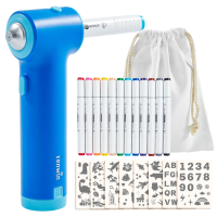 PaintBuddy – Creatief & Educatief – Draagbare Airbrush Tekenset Blauw | Educatief Speelgoed