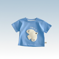 LittlePatch – Cartoon & Leuk  – Kinder T shirt met Cartoon Patches Blauw / 80 (7–12 maanden) | Educatief Speelgoed