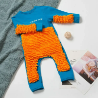 TinyCleaner – Zacht & Praktisch – Baby Jumpsuit voor Kruipen en Spelen Blauw Oranje / 73 (6–9 maanden) | Educatief Speelgoed