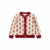 CozyCardi – Zacht & Warm – Gebreid Vestje met Leuke Prints Bloesem / 100 (3–4 jaar) | Educatief Speelgoed