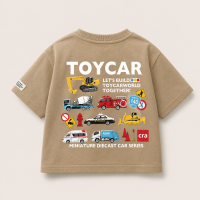 PlayCars – Dagelijkse kleding & Zacht – Kinderkleding Met Auto Print Bruin / 130 (6–7 jaar) | Educatief Speelgoed