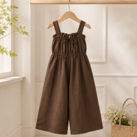 SunnyDays – Stijlvol & Zacht – Jumpsuit met Strik Bruin / 130 (5–6 jaar) | Educatief Speelgoed